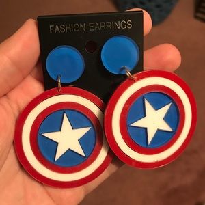 Captain America dangle earrings